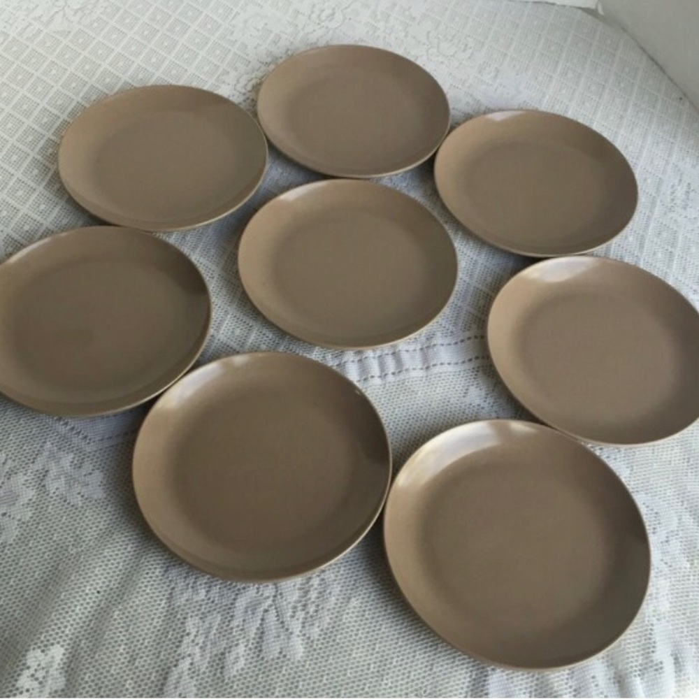 Light Brown Melamine Dessert Plates Set of Eight